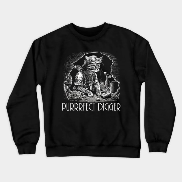 Purrrfect Digger Crewneck Sweatshirt by AI studio